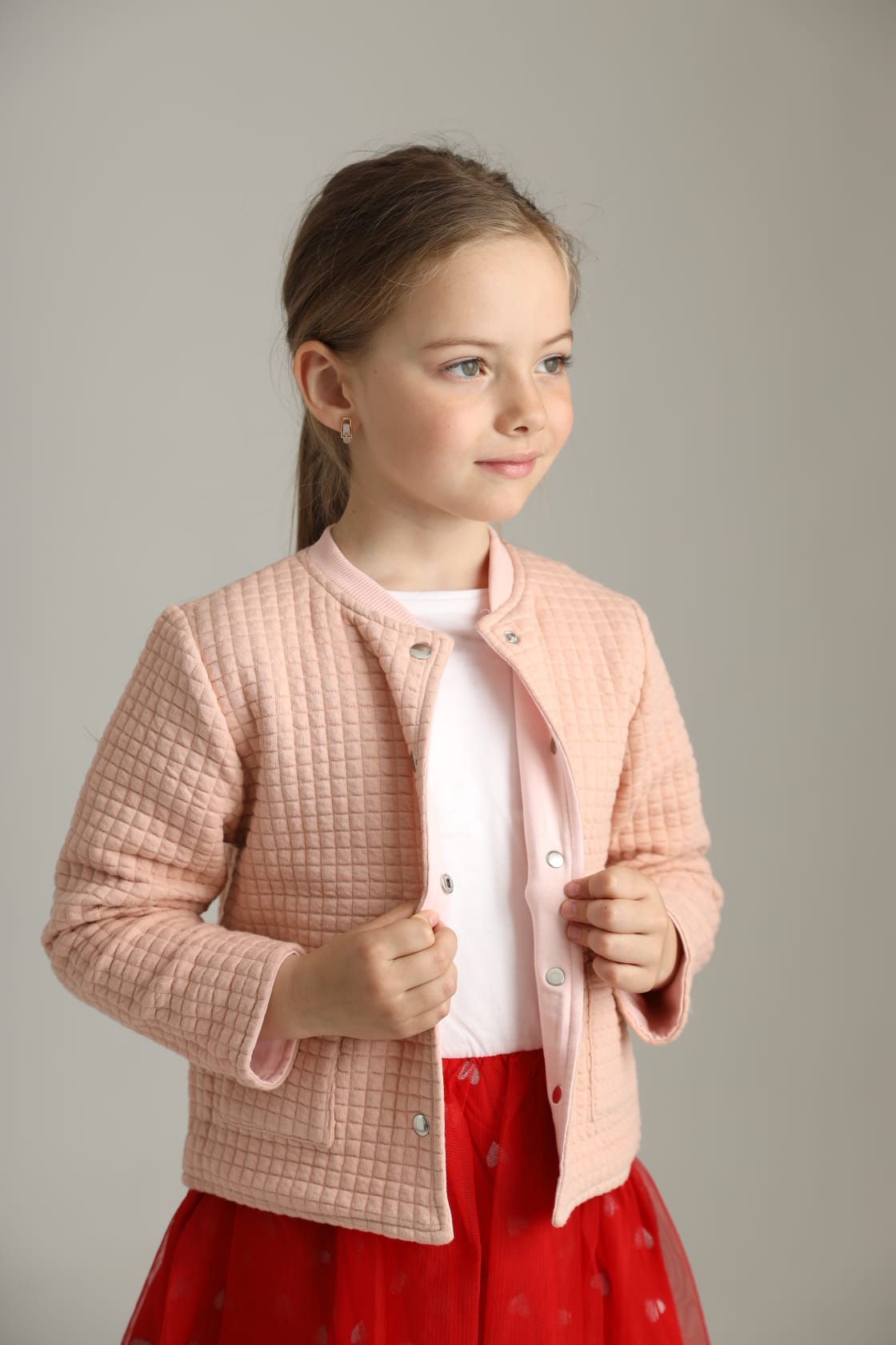 Mädchen Steppstrickjacke Beige